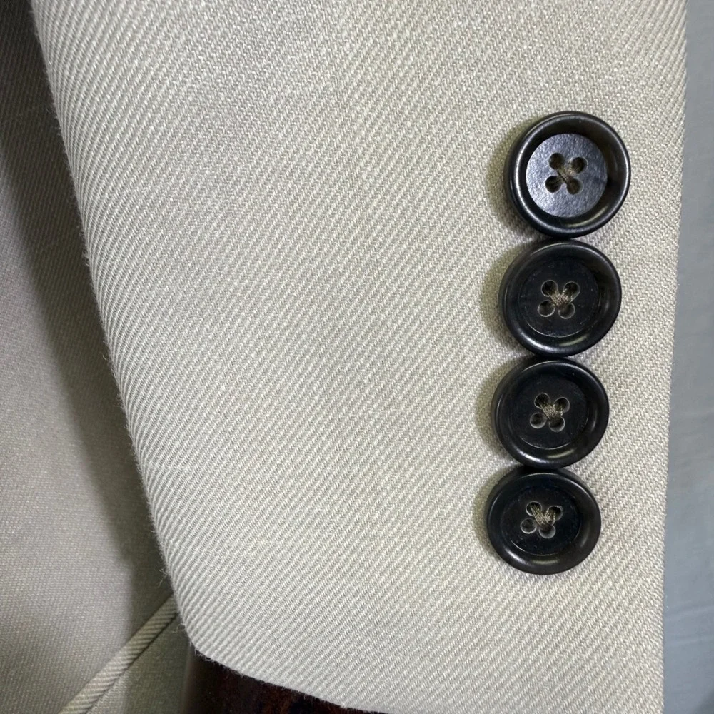J.Crew Ludlow Suit Mens 40R 34W Beige Wool Silk Linen Vitale Barberis Canonico